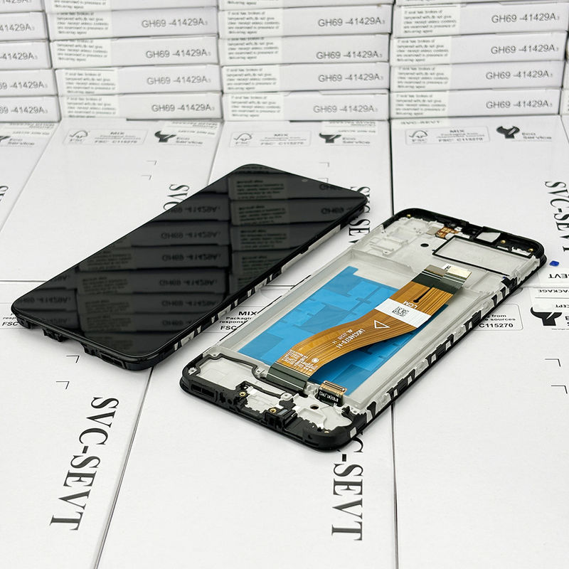 100% проверенный QC A02S LCD замена антистатический пакет Black Mobile LCD дисплей