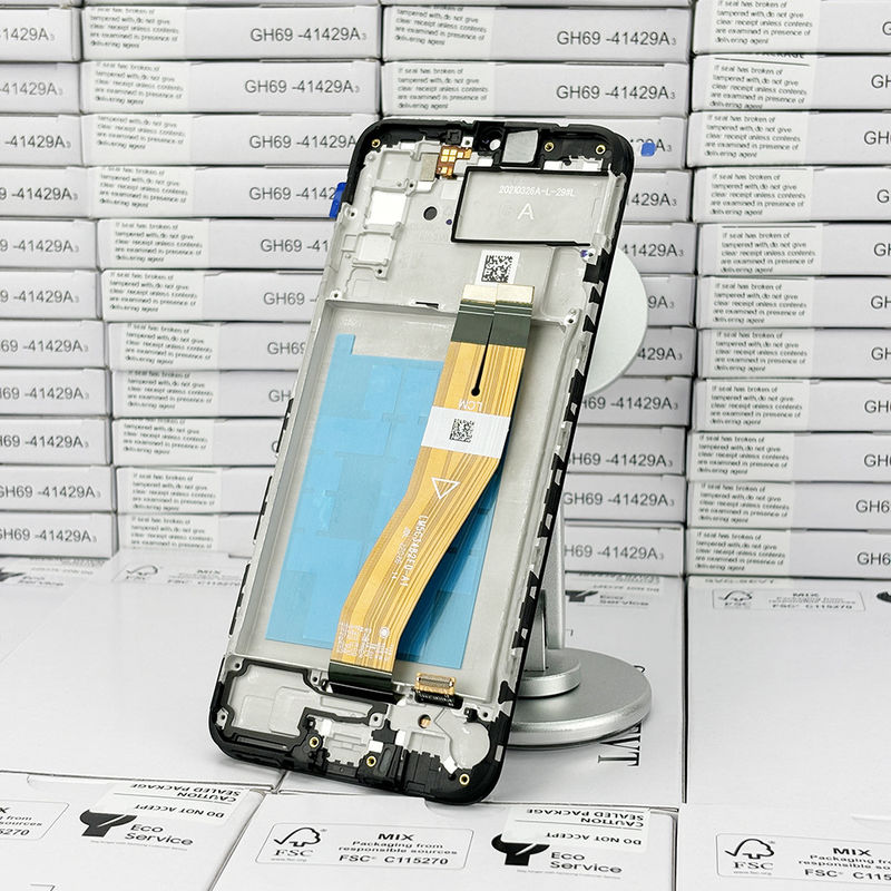 100% проверенный QC A02S LCD замена антистатический пакет Black Mobile LCD дисплей